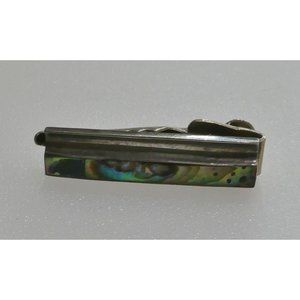 Vintage Mexican Sterling Silver & Abalone Shell Alligator Tie Clip